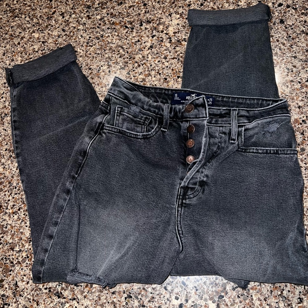 Hollister Women's Dark Gray High Rise Jeans